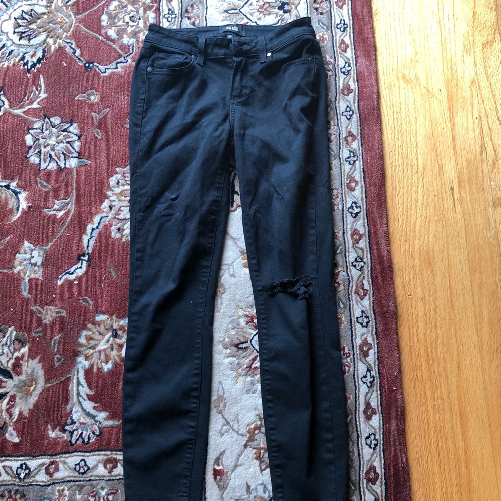 PAIGE black raw hem jeans. Size 26. Worn three times.